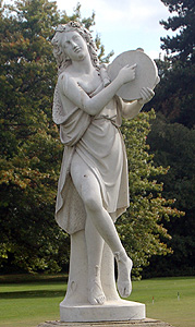 Bacchante statue on the south-east of the group round the sundial September 2011
